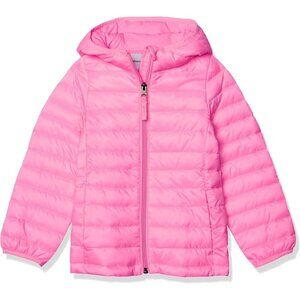Girls Neon Pink Lightweight Water Resistant Hooded Puffer Jacket Winter Coat